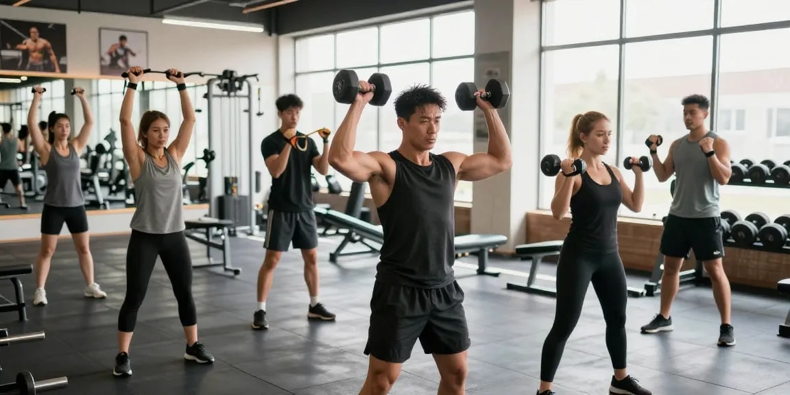 Anabolika kaufen für den Muskelaufbau mit Fitnessgeräten und motivierten Sportlern im modernen Fitnessstudio.