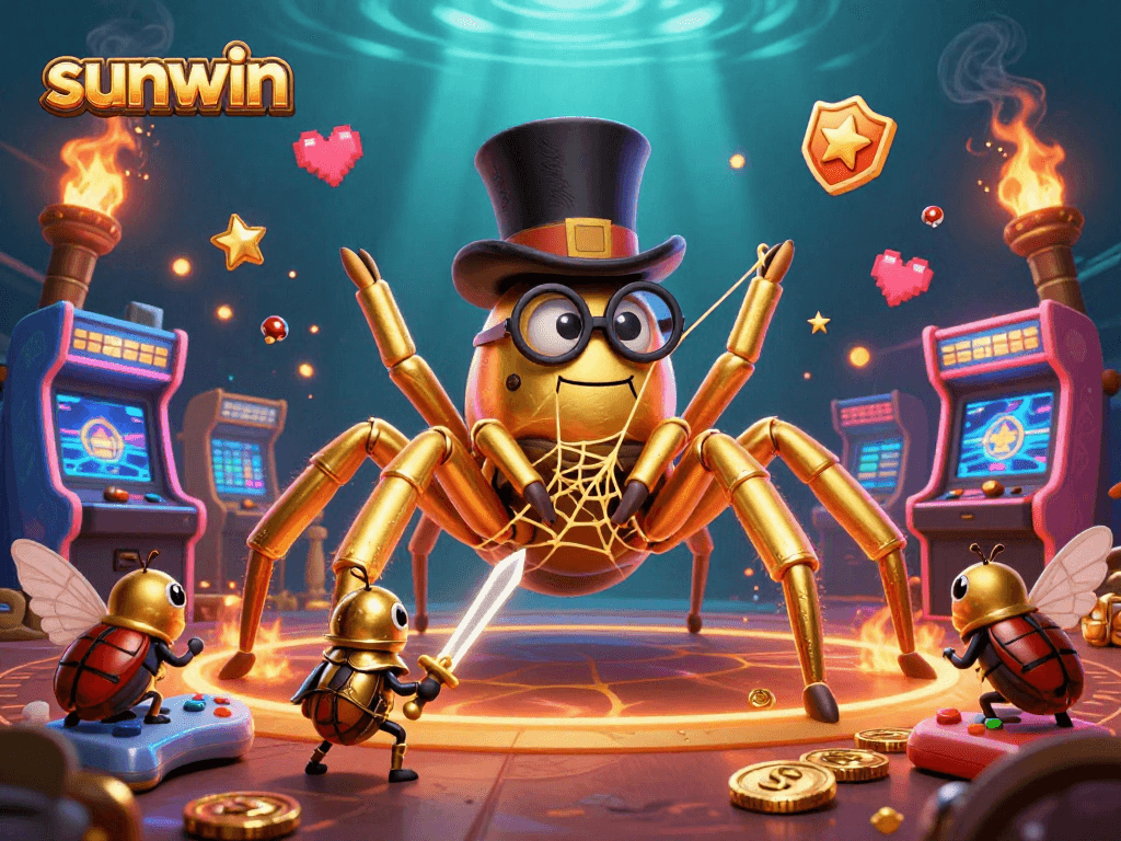 Experience sunwin's vibrant casino adventure with detailed characters, gaming elements, and dazzling visuals.