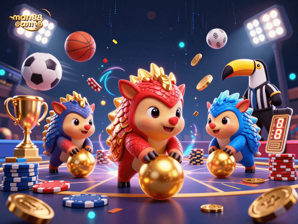 Experience fun gaming with man88 com as rival pangolins compete in a vibrant casino scene.