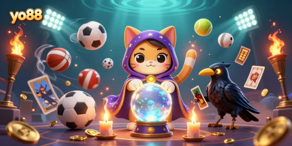 Engage in thrilling games with yo88's dynamic illustration of magical, mystical characters and sports elements.