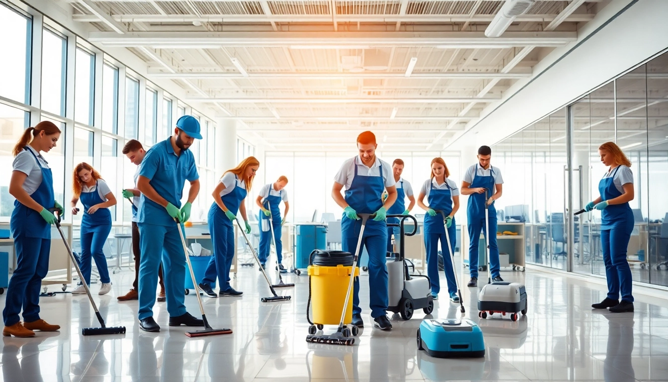 Effiziente Gebäudereinigung Ulm durch ein engagiertes Team in einem modernen Büro.