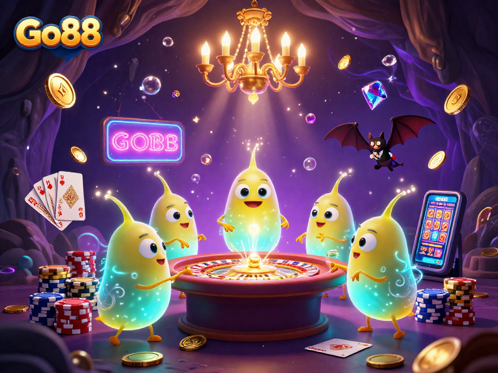 Experience the thrilling vibe of Go88 with glowing glowworms and a bat dealer in action!
